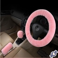 THUY 3 Pieces Car Steering Wheel Cover, Warm Plush Gear Handbrake Protector, Thickened Accessories I