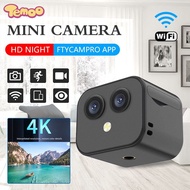 Temoo Mini Dual Camera Wifi 4K HD Infrared Night Vision Surveillance Cameras Security Protection Remote Wireless IP Camera Dual Cam Night Vision Smart Home Sports Monitor(APP:FtyCamPro)