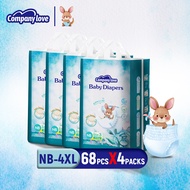 【Free 12 Pcs】Company Love Baby Diaper Tape Pants Pull-Up Leak-Proof Size NB272/M216/L192/XL168/XXL14