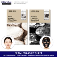 MEDIHEAL Seamless 4D Mask Box, 10S  [Bamboo Charcoal Black Mask | Paper Mulberry White Mask], 25ml