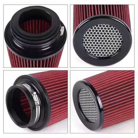 ZK Car Modified High Flow Cone Air Filter 76/89/101mm 3‑4" Washable Reusable Mushroom Head Cold Air 
