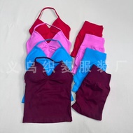 DFYNE Short-Sleeved Matte Nylon High-Elastic Tight Seamless Yoga Sports Fitness Shorts Suit