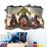 3D Pelekat Dinding Hiasan Bilik Budak Lelaki Design Kartun Avenger Wall Stickers For Children Rooms Sticker Decor House