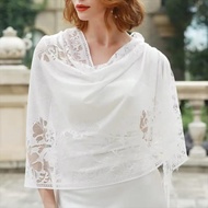 Lace Bride Shawl Hijab Floral 170x65cm Scarf warna pepejal shawl perkahwinan untuk wanita Muslim bre