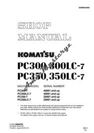 Komatsu PC300 300LC PC350 350LC-7 Workshop Repair Service Manual