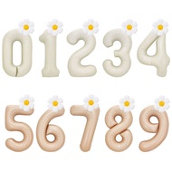 2pcs Daisy Foil Balloons Set Cream Caramel 40inch Number Balloon 0-9 Kids Birthday Party Decorations