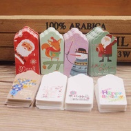 Scallop tag mini 2x4cm white /brown 100pcs /50Tag 50string gift hang tag cardboard DIY merry christmas labels