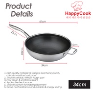 HappyCook 34cm Honeycomb Wok Pan