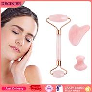 3Pcs/Set Natural Rose Quartz Jade Roller Real Jade Gua Sha Board Mushroom Massager Face Lifting Tool Facial Guasha Massage Kit