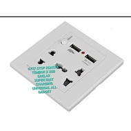 G777 STOP KONTAK TEMBOK 2 USB SAKLAR SUPER FAST CHARGING UNIVERSAL ALL GADGET DINDING SUPER FAST CHA