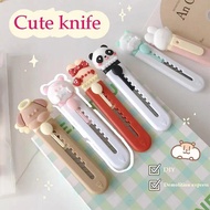 Kawaii Cartoon Animals Mini Ulity Knife Box Cutter Pocket Stretch Paper Cutters School Office Letter Opener Student Art Supplies
