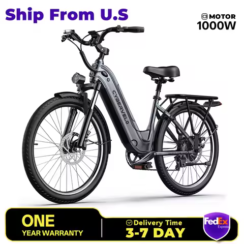 Cybervelo EK7/EK2 26" Electric Bike with 7-Speed,1000 Peak E-Bike for Adults,80 Miles Removable Batt