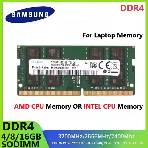 SAMSUNG DDR4 Laptop Memory SODIMM RAM For Intel CPU Or AMD CPU 4GB 8GB 16GB 3200 2666 2400 Ram High 