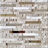 mosaic Marble Mosaic tile Decorative Travertine Wall Tiles Natural Surface Stainless Steel Bathroom 
