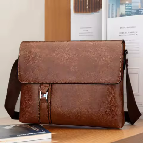 Luxury Brand Men Shoulder Bag For IPAD PU Leather Business Handbag Men Messenger Bag Side Sling Bag 