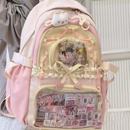 Cute Ita Bag Backpack Double Shoulder Bag Ballet Style Pleated Lace Ita Bag Transparent Doll Bag Stu