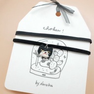 by.dorisliu －emoji choker 小貓咪 人手刺繡 短頸鏈