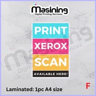 Print, Xerox, Scan Business Signage Laminate or Tarpaulin ◰ ◱