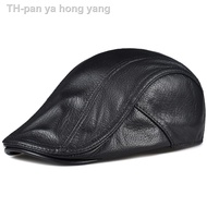 pan ya hong yang ใหม่ของแท้หนังWindproof Duckbill Berets ManหมวกCowhide Gorrasสีดำป้องกันหูCasquette