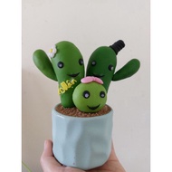 Clay cactus pot