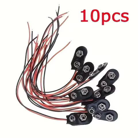 10pcs 9V Battery Clips 10cmBlack Red 2Wired Cable Connection Connector Buckle 9 Volt Battery Clip Co