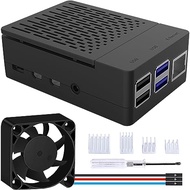 52Pi Raspberry Pi 4 Case, Raspberry Pi 4 Fan ABS Case with PWM Cooling Fan and 4pcs Raspberry Pi 4 H