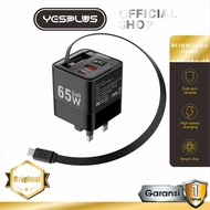 Charger Gan YESPLUS YS-1130 PD 65W Type-C Cable 80CM + Super Fast Charging Charger Fast Charger Type