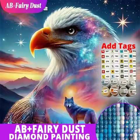 AB Fairy Dust Diamond Mosaic Eagle Animal DIY Acrylic Craft Supplies Wolf Painting Mountain New Arri