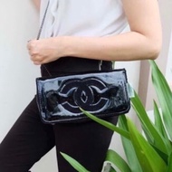 Chanel VIP Gift Patent Clutch Sling Bag Authentic