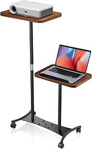 YUMFUN 2 Shelves Projector Stand, Mobile Laptop Cart on Wheels Projector Stand Adjustable Height 20 