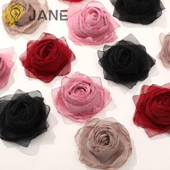JANE Fabric Applique, Rose Shape Fabric Art Retro Fabric Gauze Patch, Simplicity Headwear Hair Accessories Materials