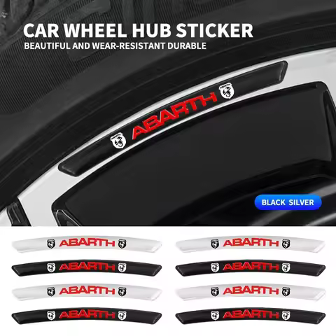 4Pcs Car Wheel Hub Styling Stickers Decoration Strip For Fiat ABARTH 124 125 130 131 500 595 Esseess