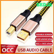 SRDJK USB2.0 Cable Silver Plated USB Square Port OCC Digital DAC Audio A-B Alpha High End Computer Sound Card Mixer USB Data Cable JDFJS