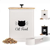 Cat Food Storage Container with Scoop - 5-7 lb (25 Cup) Capacity Metal Cat Food Container with Airti