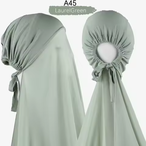 Pin Free Instant Chiffon Hijab Scarf with Undercaps Muslim Women HIjabs with Inner Caps Underscarf C