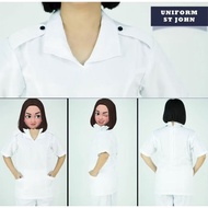 Baju uniform senjon putih St-John lengan pendek (regular fit) ( Stock clearance)