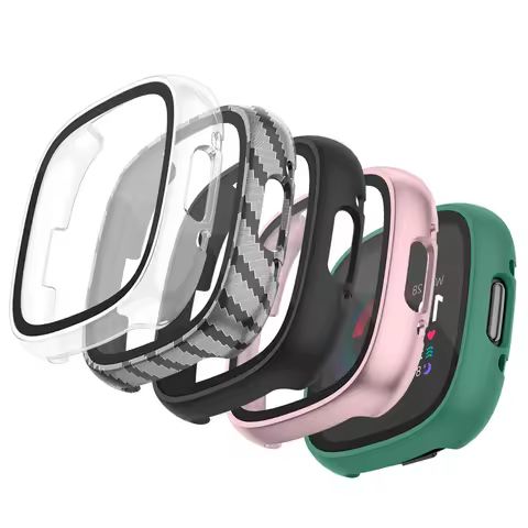 Tempered HD Glass Case For Fitbit Versa 4/Sense 2 Pc Bumpe Protective Cover For Fitbit Versa 4 Scree