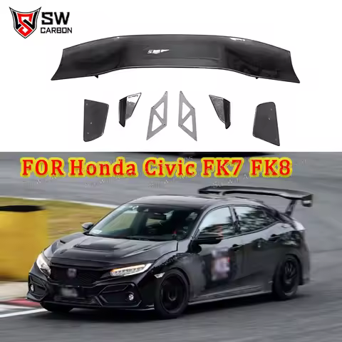 For Honda Civic FK7 FK8 Voltex Type Rear Spoiler Carbon Fiber Rear Trunk Lip Spoiler Wing GT Rear Wi