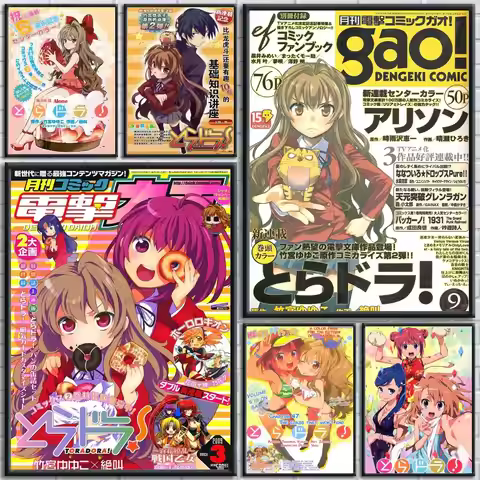 T-Toradora Anime Poster Stickers Mural Painting Self-Adhesive Wall Decals for Bedroom Living Room Ho