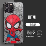 Y-1 Spider-Man HD Glass Casing for iphone 6S 7 8 15 XS X XR 6 Plus Pro Max Case