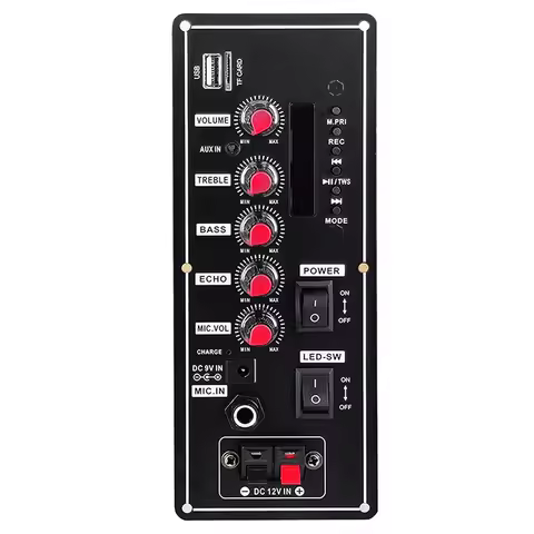 B02B-7.4V Amplifier Board Square Dance 2X10W Speaker Amplifier Support Bluetooth AUX U-Disk 5-8Inch 