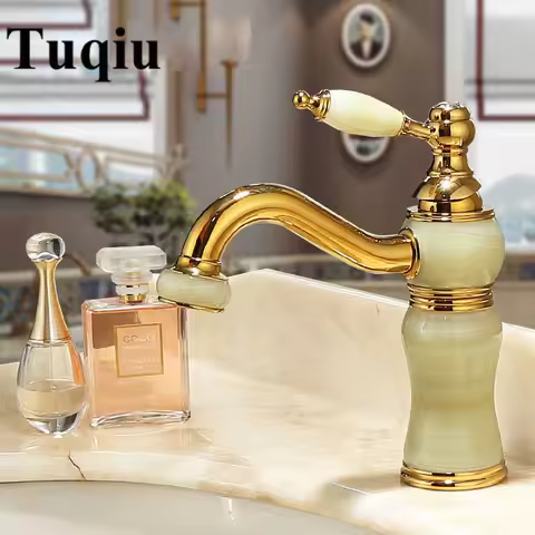 Bathroom Faucet Brass and Jade faucet Bathroom Basin faucet Sink Mixer Tap Gold Sink Faucet Bath Bas