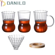 DANILO1 Glass Coffee Pot, Stripes Wood Stand Coffee Dripper, Easy To Clean Handle Manual Coffee Filter Hand Drip Kettle Home