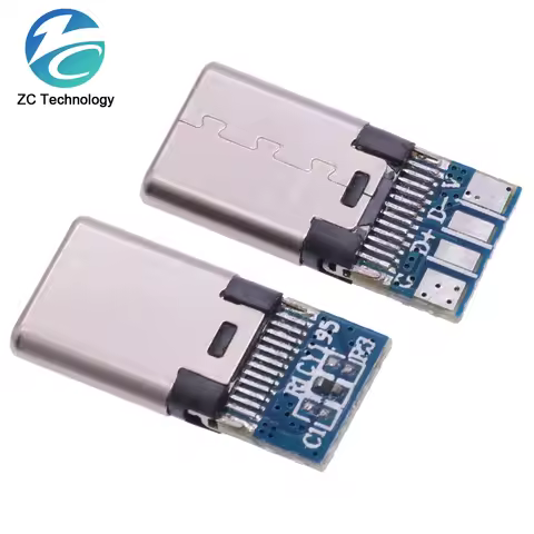 10pcs USB 3.1 Type-C Connector 24Pin Male Socket Receptacle Adapter to Solder Wire & Cable 24 Pins S