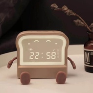 Creative New Toast Bread Fun LED Emoji Alarm Clock LED Colorful Night Light with Calendar Small Nigh