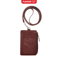 ID Card Holder Dark Brown Zipper V2 Name Tag Zipper ID Card Zipper Name Tag Lanyard Zipper Synthetic