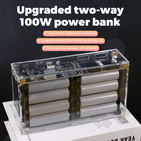 16 Cell IP5389 Two-way Upgraded Acrylic High Capacity 100w No Welding Detachable 18650 Battery Case 