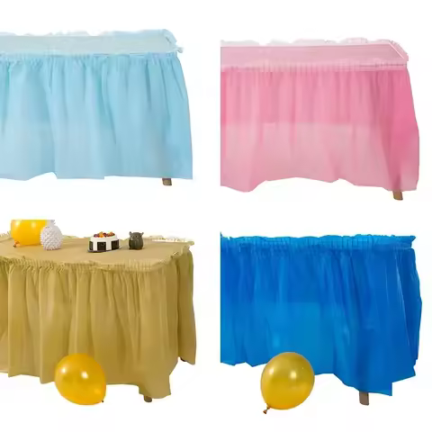 Disposable Table Skirt Plastic Party 6 colors 75x430cm Table Cover for Happy Birthday Party Wedding 