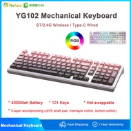 NEW YG102 2.4G Wireless/Bluetooth/Wired Mechanical Keyboard 101 Keys BSAL65 RGB Hotswap Type-C Wired