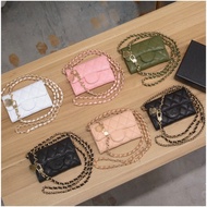 Original Genuine Leather cf Chanel Style Diamond Chain Bag Mini Coin Purse Chanel Caviar Sheepskin W